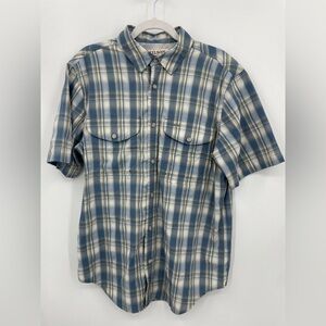 FILSON Twin Lakes sport blue green short sleeve shirt Sz M